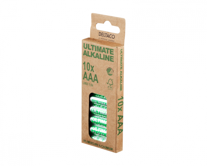 Deltaco Ultimate Alkaline AAA-batteri, Svanenmärkt, 10-pack
