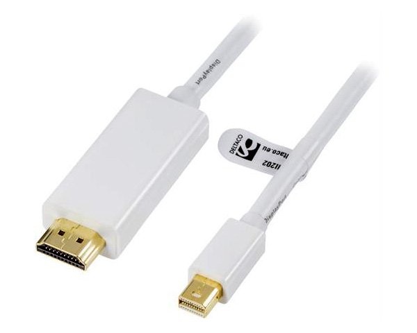 Deltaco Mini DisplayPort till HDMI 2m Vit